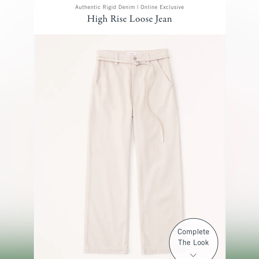 NWT Abercrombie high rise loose jean with belt